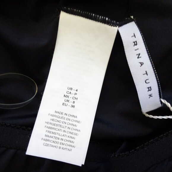 Trina Turk One Piece Swim Suit Size 4 Black Bijou Ruffle Overlay - Picture 5 of 7